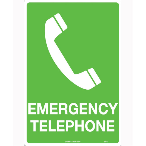 WORKWEAR, SAFETY & CORPORATE CLOTHING SPECIALISTS 225x225mm - Poly - Off Wall - Emergency Telephone Pictogram
