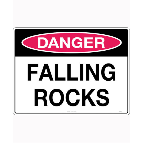WORKWEAR, SAFETY & CORPORATE CLOTHING SPECIALISTS 600x400mm - Metal, Class 1 Reflective - Danger Falling Rocks