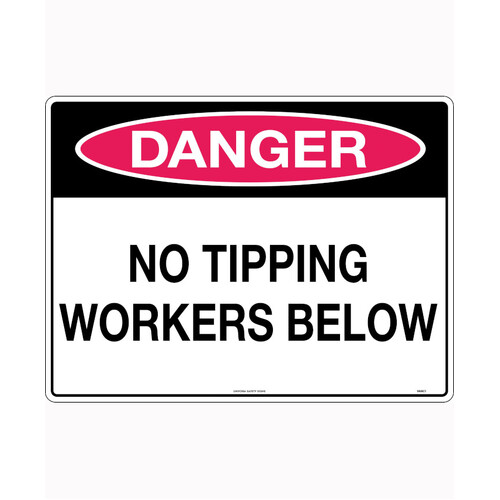 WORKWEAR, SAFETY & CORPORATE CLOTHING SPECIALISTS 600x400mm - Metal, Class 1 Reflective - Danger No Tipping Workers Below