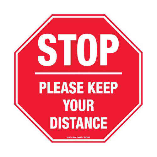 WORKWEAR, SAFETY & CORPORATE CLOTHING SPECIALISTS - 300mm dia - Anti-Slip Floor Graphics - Carpet - Stop Please Keep Your Distance