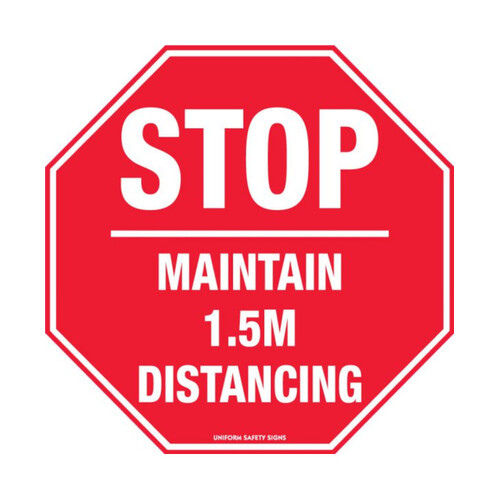 WORKWEAR, SAFETY & CORPORATE CLOTHING SPECIALISTS 300mm dia - Anti-Slip Floor Graphics - Carpet - Stop Maintain 1.5m Distancing