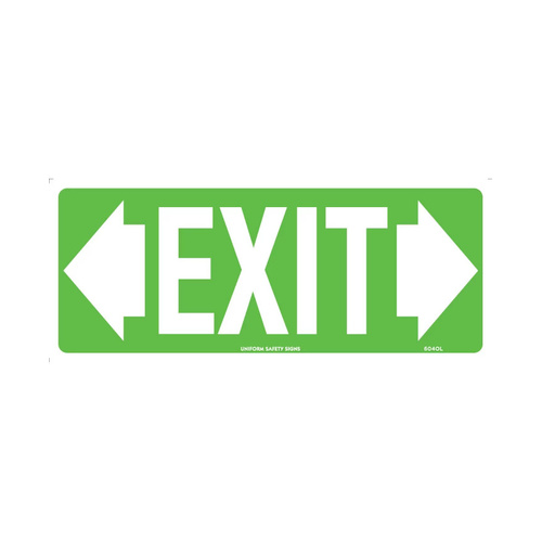 WORKWEAR, SAFETY & CORPORATE CLOTHING SPECIALISTS 350x145mm - Luminous - Poly - Exit (with double arrows)