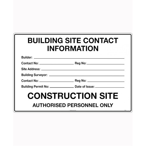 WORKWEAR, SAFETY & CORPORATE CLOTHING SPECIALISTS 900x600mm - Corflute - Building Site Contact Information