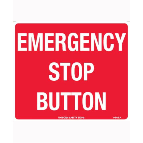 WORKWEAR, SAFETY & CORPORATE CLOTHING SPECIALISTS - 90x55mm - Self Adhesive - Sheet of 10 - Emergency Stop Button