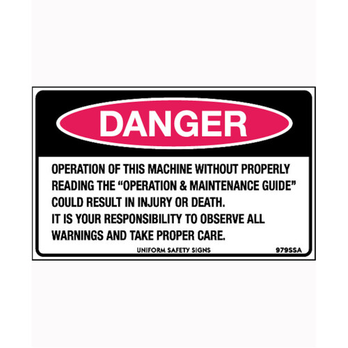 WORKWEAR, SAFETY & CORPORATE CLOTHING SPECIALISTS 90x55mm - Self Adhesive - Sheet of 10 - Danger Operation of This Machine Without Properly Reading th