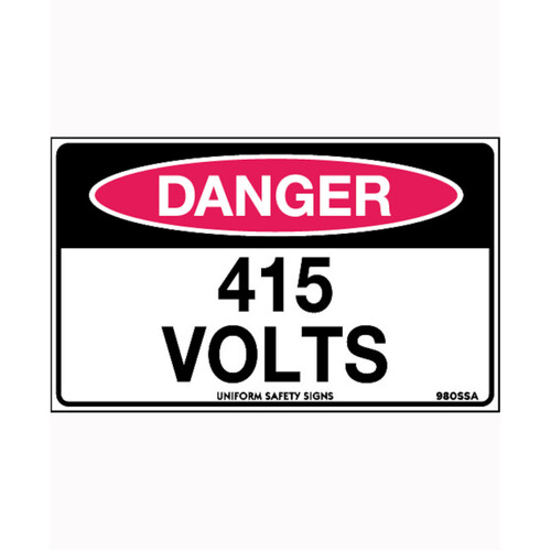 WORKWEAR, SAFETY & CORPORATE CLOTHING SPECIALISTS 90x55mm - Self Adhesive - Sheet of 10 - Danger 415 Volts