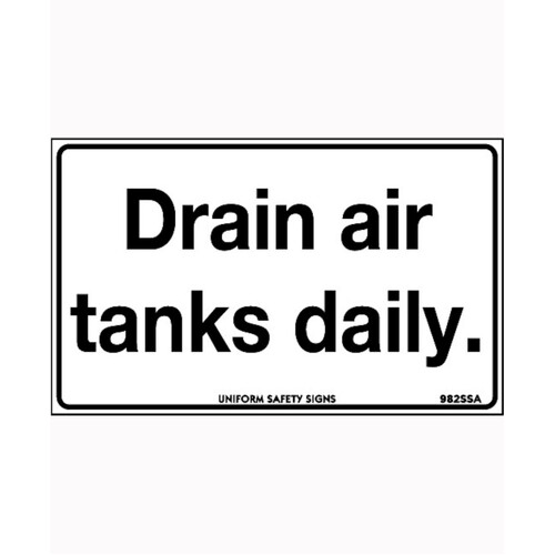 WORKWEAR, SAFETY & CORPORATE CLOTHING SPECIALISTS 90x55mm - Self Adhesive - Sheet of 10 - Drain Air Tanks Daily