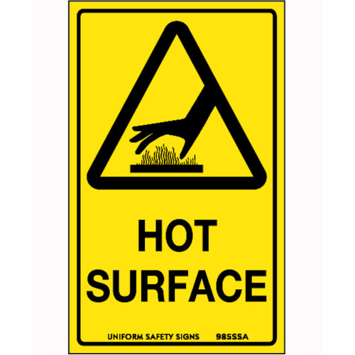 WORKWEAR, SAFETY & CORPORATE CLOTHING SPECIALISTS 90x55mm - Self Adhesive - Sheet of 10 - Hot Surface
