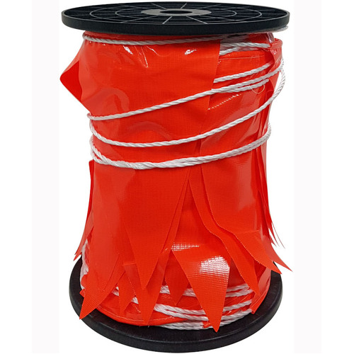 WORKWEAR, SAFETY & CORPORATE CLOTHING SPECIALISTS - Fluro Orange Bunting Flags (100mtr Jumbo Roll)