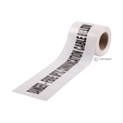 WORKWEAR, SAFETY & CORPORATE CLOTHING SPECIALISTS 150mm x 100mtr - Non-Detectable Underground Barrier Tape - (Black on White) Warning Communication Cable Below