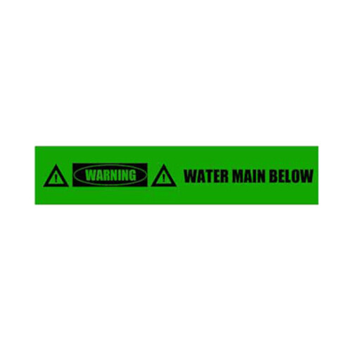 WORKWEAR, SAFETY & CORPORATE CLOTHING SPECIALISTS - 100mm x 250mtr - Detectable Underground Barrier Tape - (Black on Green) Warning Water Main Below