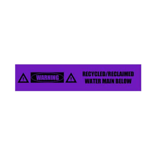 WORKWEAR, SAFETY & CORPORATE CLOTHING SPECIALISTS - 100mm x 250mtr - Detectable Underground Barrier Tape - (Black on Lilac) Warning Recycled/Reclaimed Water Main Below