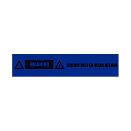 WORKWEAR, SAFETY & CORPORATE CLOTHING SPECIALISTS - 100mm x 250mtr - Detectable Underground Barrier Tape - (Black on Blue) Warning Storm Water Main Below