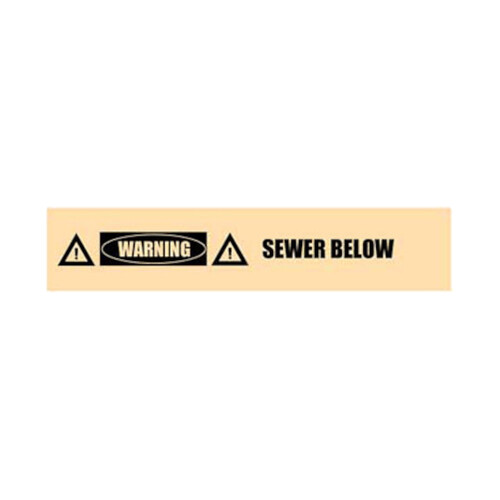 WORKWEAR, SAFETY & CORPORATE CLOTHING SPECIALISTS - 100mm x 250mtr - Detectable Underground Barrier Tape - (Black on Beige) Warning Sewer Below