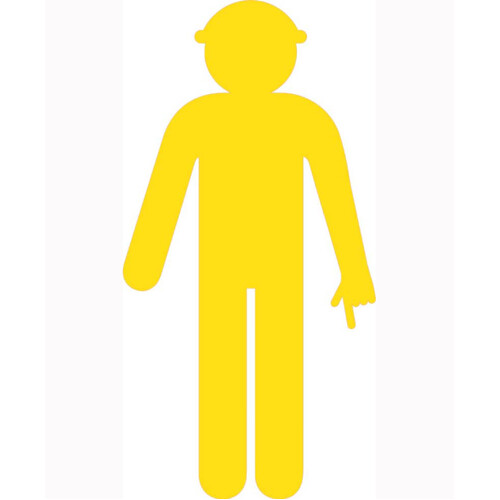 WORKWEAR, SAFETY & CORPORATE CLOTHING SPECIALISTS 1500x760mm - Corflute - Yellow Cut Out Safety Construction Worker [Arms Down - Finger Pointing]