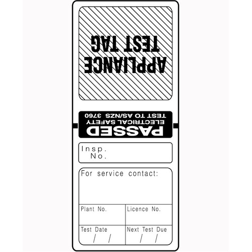 WORKWEAR, SAFETY & CORPORATE CLOTHING SPECIALISTS - Black Electrical Test Tags (Pkt 100) - 12 monthly check