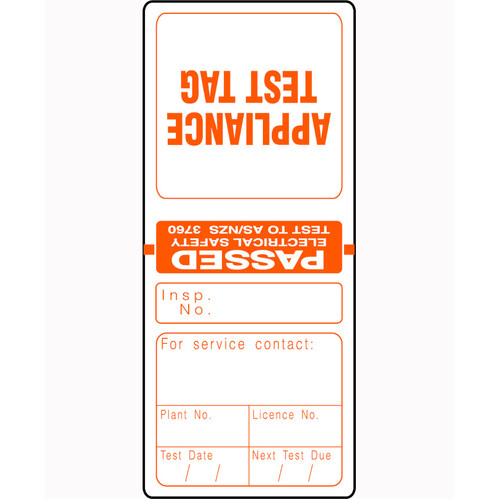 WORKWEAR, SAFETY & CORPORATE CLOTHING SPECIALISTS - Orange Electrical Test Tags (Pkt 100) - 6 months, January-June Testing