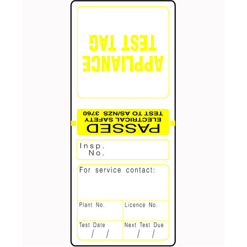 WORKWEAR, SAFETY & CORPORATE CLOTHING SPECIALISTS - Yellow Electrical Test Tags (Pkt 100)