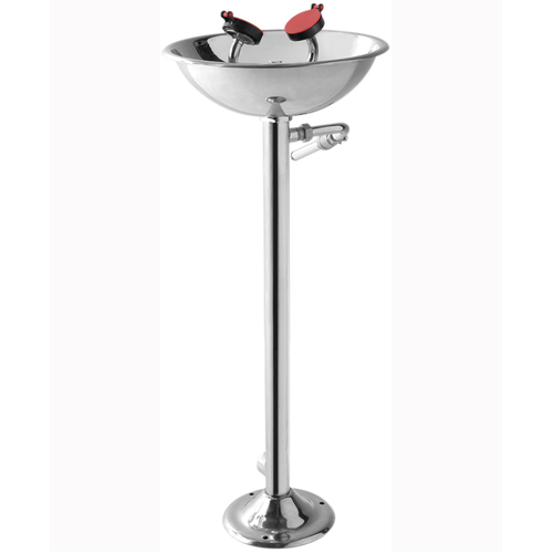 WORKWEAR, SAFETY & CORPORATE CLOTHING SPECIALISTS - Stainless Steel Emergency Eye Wash (Floor Mounted, Hand Operated)