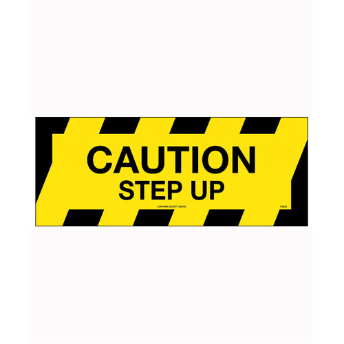 WORKWEAR, SAFETY & CORPORATE CLOTHING SPECIALISTS - 450x180mm - Self Adhesive, Anti-Slip Floor Graphics - Caution Step Up
