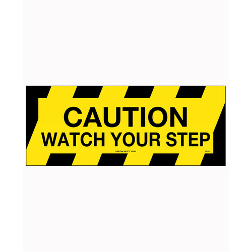 WORKWEAR, SAFETY & CORPORATE CLOTHING SPECIALISTS 450x180mm - Self Adhesive, Anti-Slip Floor Graphics - Caution Watch Your Step