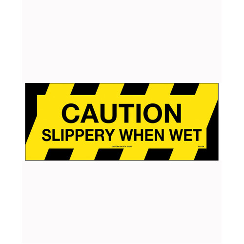 WORKWEAR, SAFETY & CORPORATE CLOTHING SPECIALISTS - 450x200mm - Anti Slip Floor Graphics - Caution Slippery When Wet