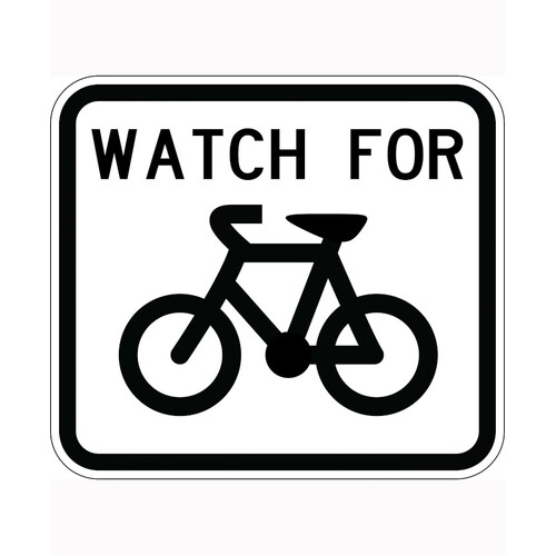 WORKWEAR, SAFETY & CORPORATE CLOTHING SPECIALISTS - 900x800mm - Aluminium - Class 1 Reflective - Watch For Bicycles