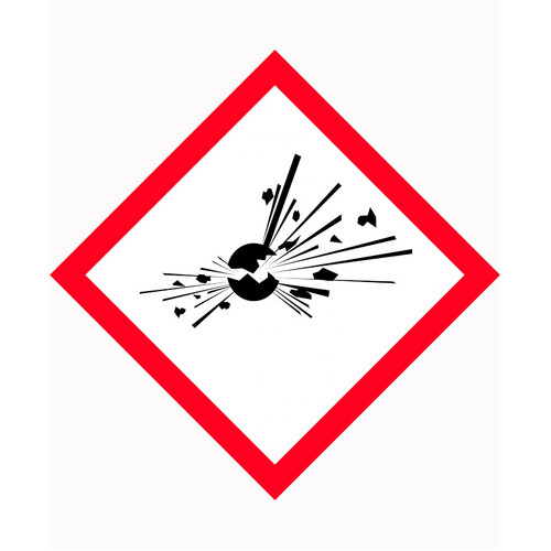 WORKWEAR, SAFETY & CORPORATE CLOTHING SPECIALISTS - 100x100mm - Self Adhesive - Sheet of 6 - GHS - Exploding Bomb Picto