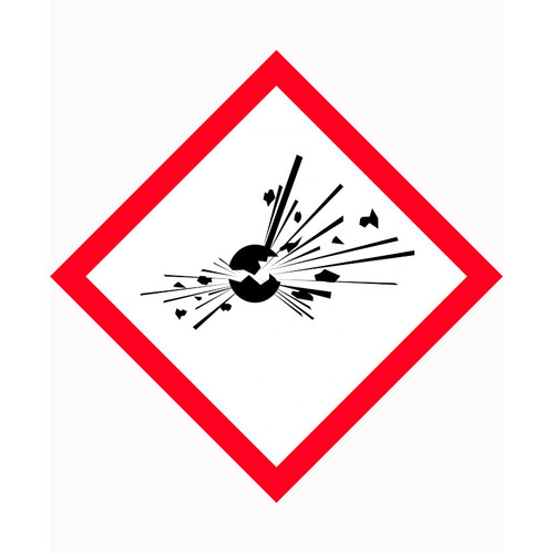 WORKWEAR, SAFETY & CORPORATE CLOTHING SPECIALISTS 100x100mm - Self Adhesive - Sheet of 6 - GHS - Exploding Bomb Picto