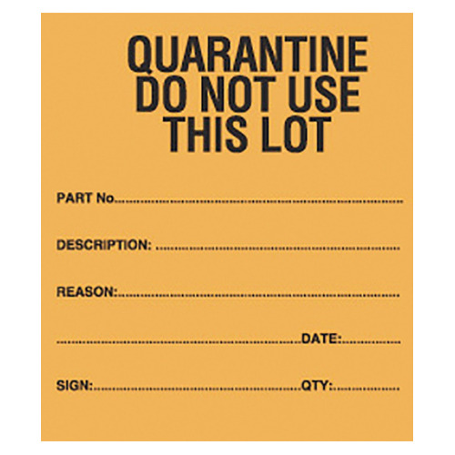 WORKWEAR, SAFETY & CORPORATE CLOTHING SPECIALISTS 90x70mm Packing Lables - Orange - Roll of 250 - Quarantine Do Not Use This Lot-Black-90x70mm