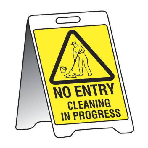 WORKWEAR, SAFETY & CORPORATE CLOTHING SPECIALISTS 500x300mm - Corflute Sign Stands - No Entry Cleaning in Progress