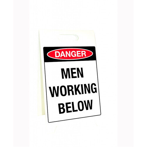 WORKWEAR, SAFETY & CORPORATE CLOTHING SPECIALISTS - 500x300mm - Corflute Sign Stands - Danger Men Working Below