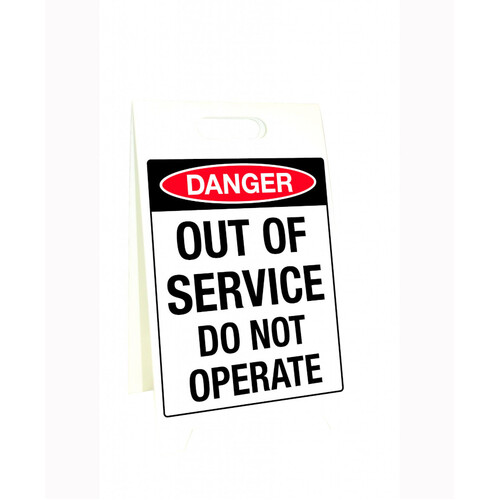 WORKWEAR, SAFETY & CORPORATE CLOTHING SPECIALISTS 500x300mm - Corflute Sign Stands - Danger Out of Service Do Not Operate