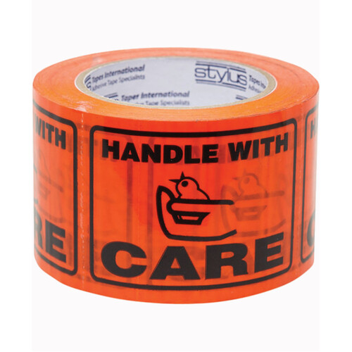 WORKWEAR, SAFETY & CORPORATE CLOTHING SPECIALISTS - 100x75mm Perforated Packaging Labels - Handle with Care (roll 500)