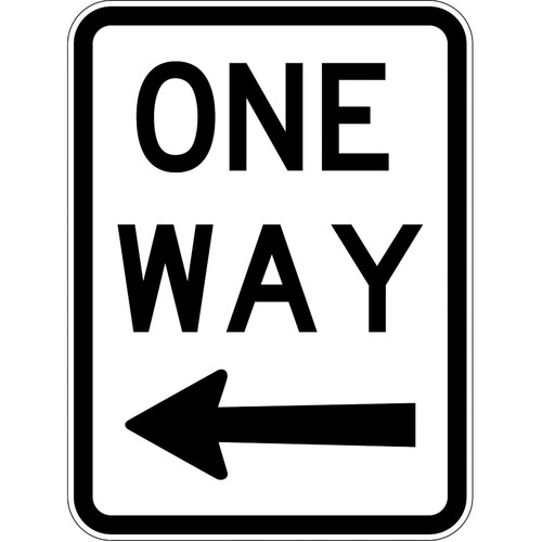 WORKWEAR, SAFETY & CORPORATE CLOTHING SPECIALISTS 900x1200mm - Aluminium, Class 1 - One Way (left arrow)