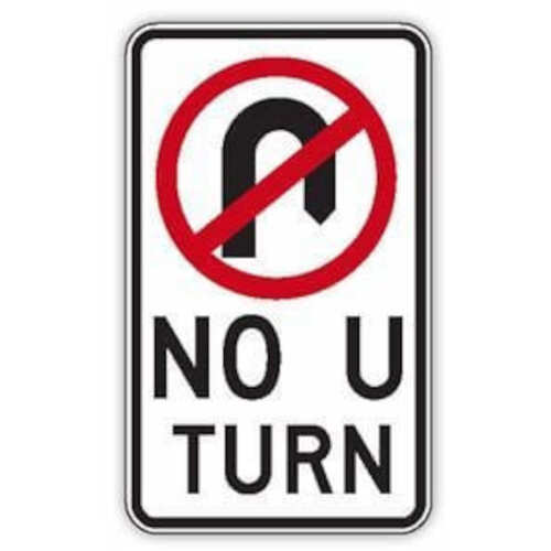 WORKWEAR, SAFETY & CORPORATE CLOTHING SPECIALISTS 750x750mm - Aluminium Class 1 - No U Turn Symbol