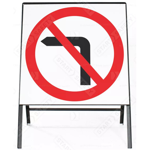 WORKWEAR, SAFETY & CORPORATE CLOTHING SPECIALISTS 750x750mmmm - Aluminium, Class 1 - No Left Turn Symbol in Roundel (Braced)