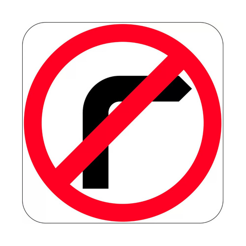 WORKWEAR, SAFETY & CORPORATE CLOTHING SPECIALISTS 900x900mm - Aluminium, Class 1 - No Left Turn Symbol in Roundel