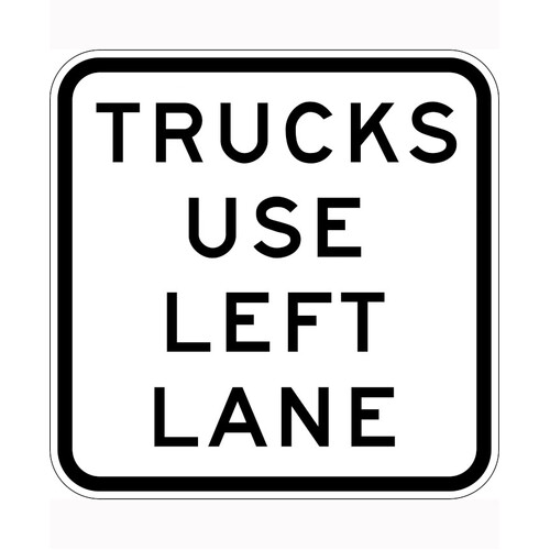 WORKWEAR, SAFETY & CORPORATE CLOTHING SPECIALISTS - 900x900mm - Class 1 - Aluminium - Trucks Use Left Lane