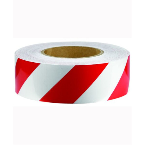 WORKWEAR, SAFETY & CORPORATE CLOTHING SPECIALISTS 100mm x 45.7mtr - Class 2 Reflective Tape - Red and White