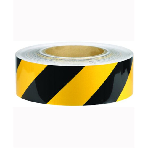 WORKWEAR, SAFETY & CORPORATE CLOTHING SPECIALISTS 100mm x 45.7mtr - Class 2 Reflective Tape - Yellow and Black
