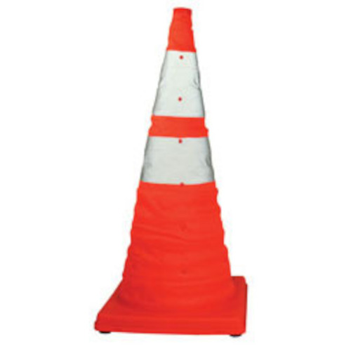 WORKWEAR, SAFETY & CORPORATE CLOTHING SPECIALISTS 700mm Retractable Traffic Cones  [With light, Solid/flashing/off]