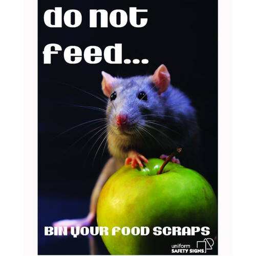 WORKWEAR, SAFETY & CORPORATE CLOTHING SPECIALISTS - A3 Laminated Safety Poster - Do Not Feed, Bin Your Food Scraps