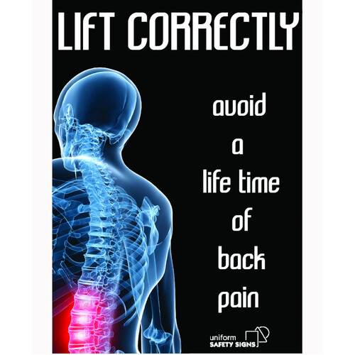 WORKWEAR, SAFETY & CORPORATE CLOTHING SPECIALISTS A3 Laminated Safety Poster - Lift Correctly, Avoid a Lifetime of Back Pain