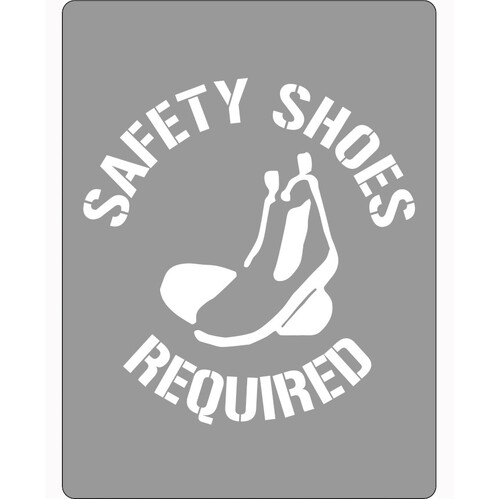 WORKWEAR, SAFETY & CORPORATE CLOTHING SPECIALISTS 600x400mm - Poly Stencil - Safety Shoes Required