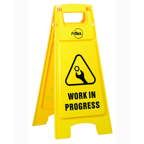 WORKWEAR, SAFETY & CORPORATE CLOTHING SPECIALISTS - Premium Plastic Sign Stand - Double Sided - Work In Progress