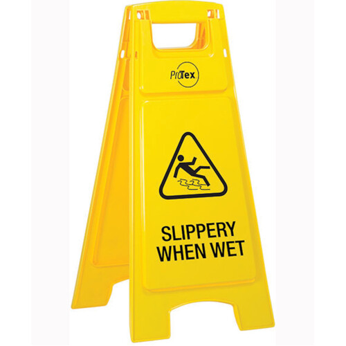 WORKWEAR, SAFETY & CORPORATE CLOTHING SPECIALISTS Premium Plastic Sign Stand - Double Sided - Slippery When Wet
