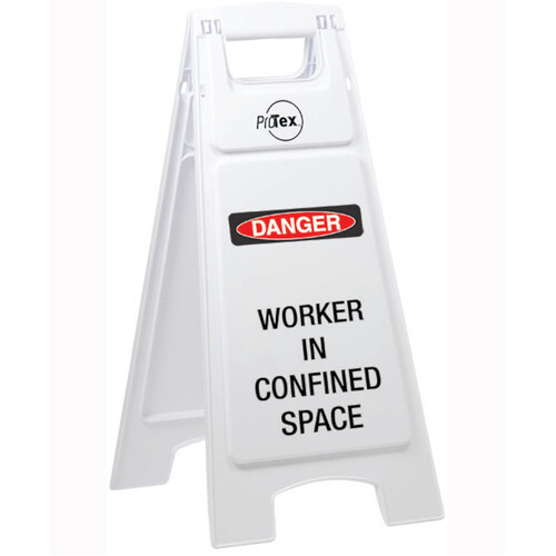 WORKWEAR, SAFETY & CORPORATE CLOTHING SPECIALISTS Premium Plastic Sign Stand - Double Sided - Danger Worker In Confined Space