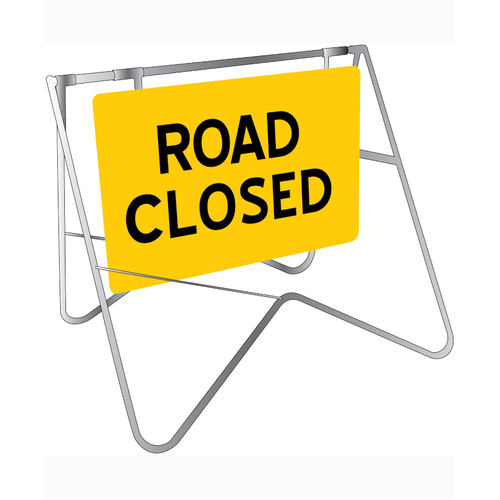 WORKWEAR, SAFETY & CORPORATE CLOTHING SPECIALISTS 900x600mm - Swing Stand and Sign - Road Closed