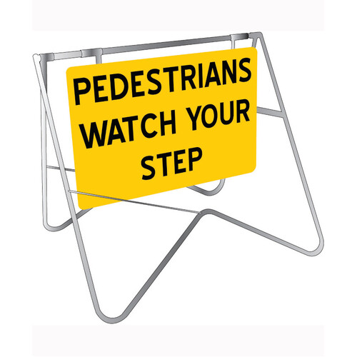 WORKWEAR, SAFETY & CORPORATE CLOTHING SPECIALISTS 900x600mm - Swing Stand and Sign - Pedestrians Watch Your Step